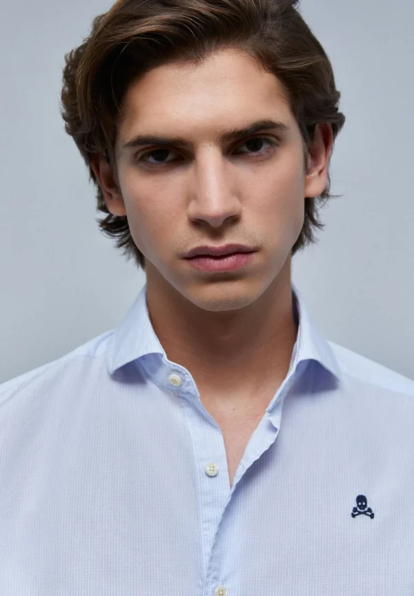 scalperscompany Camisa Vestir Calavera Contraste-Hombre Camisas