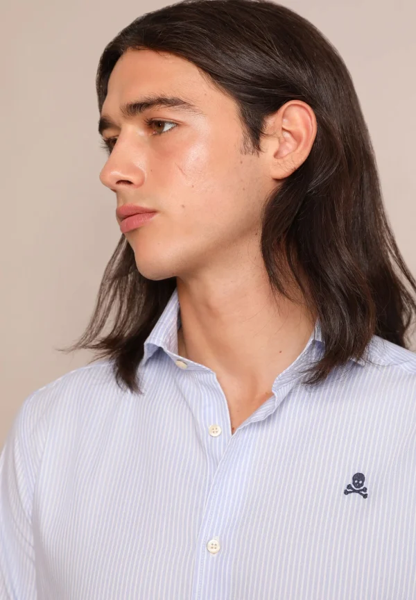 scalperscompany Camisa Vestir Calavera Contraste-Hombre Camisas