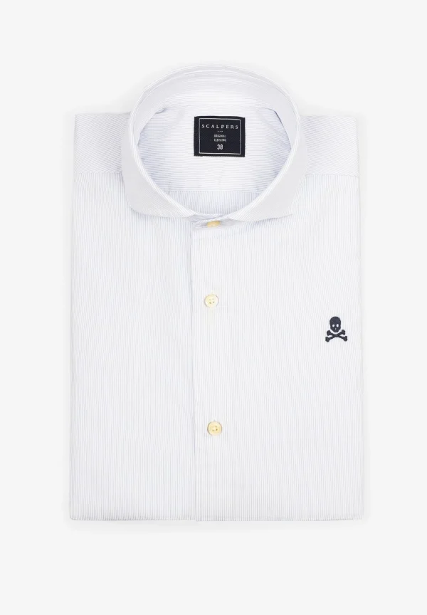 scalperscompany Camisa Vestir Rayas Calavera Contraste-Hombre Camisas