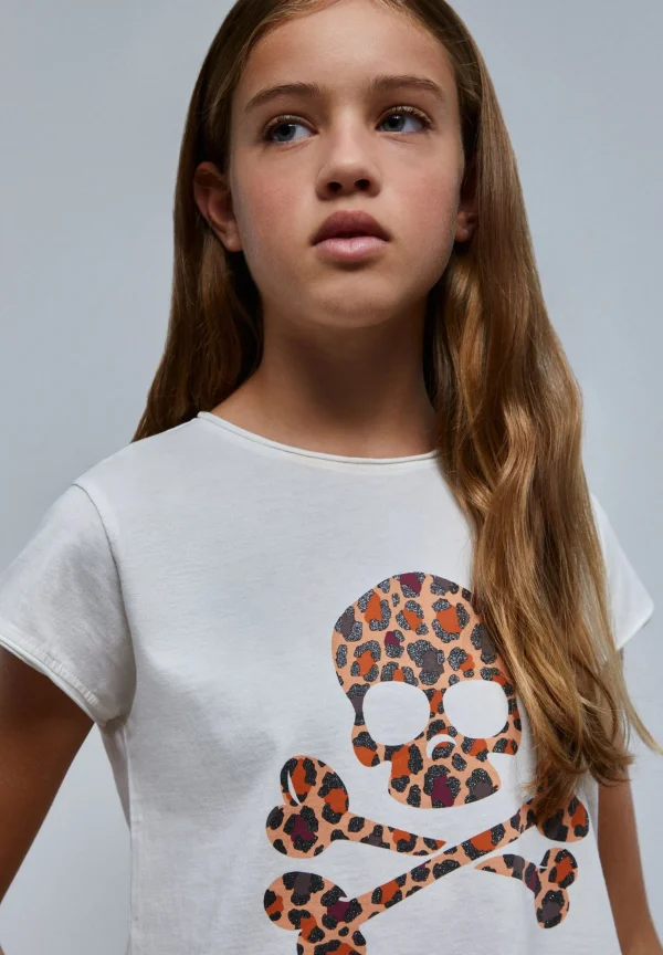 scalperscompany Camiseta Calavera Leopardo Glitter-Niños Camisetas