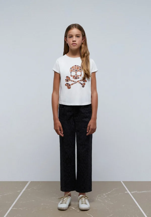 scalperscompany Camiseta Calavera Leopardo Glitter-Niños Camisetas