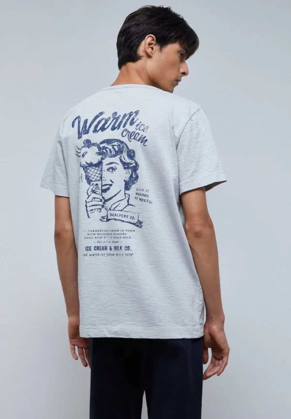 scalperscompany Camiseta Flame Print Trasero-Hombre Camisetas