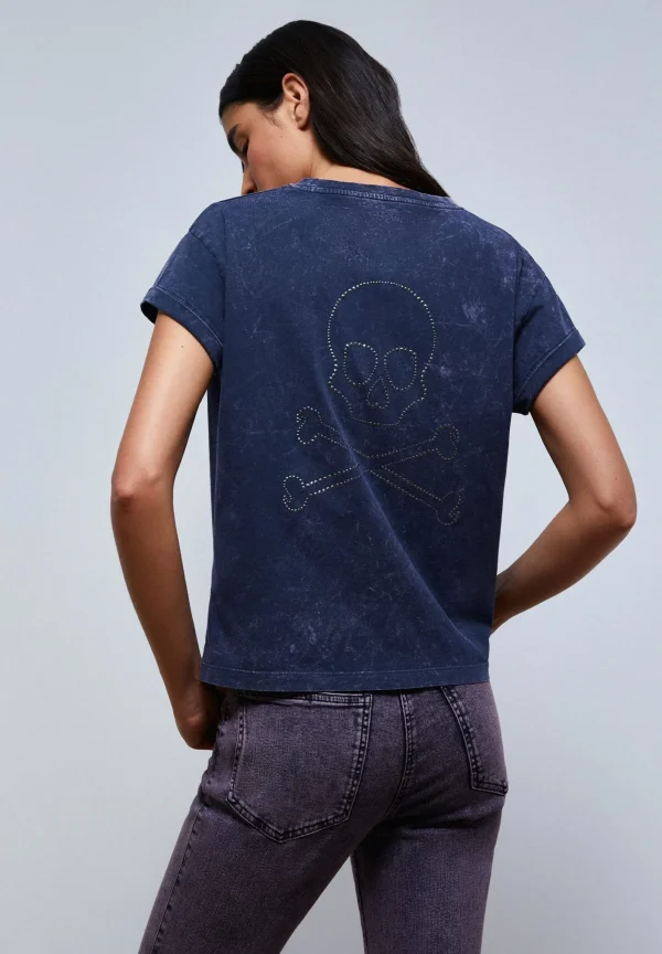 scalperscompany Camiseta Lavada Calavera Tachuelas-Mujer Camisetas Y Tops