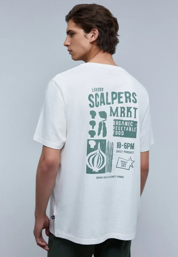 scalperscompany Camiseta Lavada Print-Hombre Camisetas