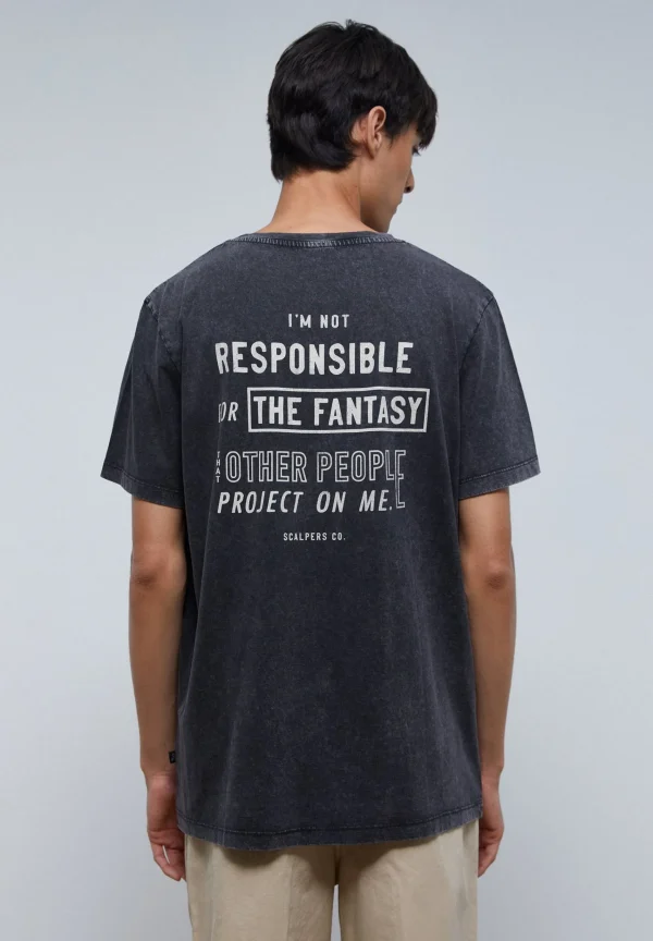 scalperscompany Camiseta Lavada Print-Hombre Camisetas