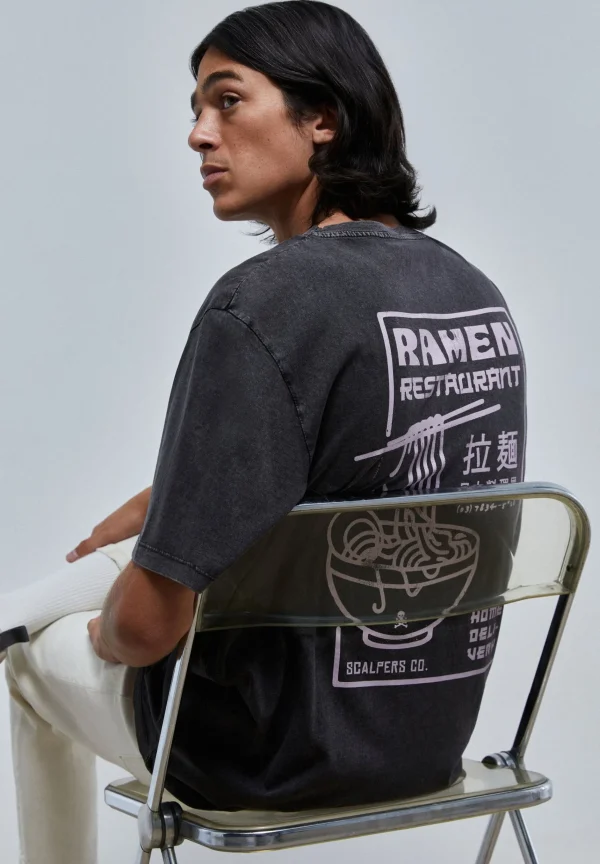 scalperscompany Camiseta Lavada Print Contraste-Hombre Camisetas