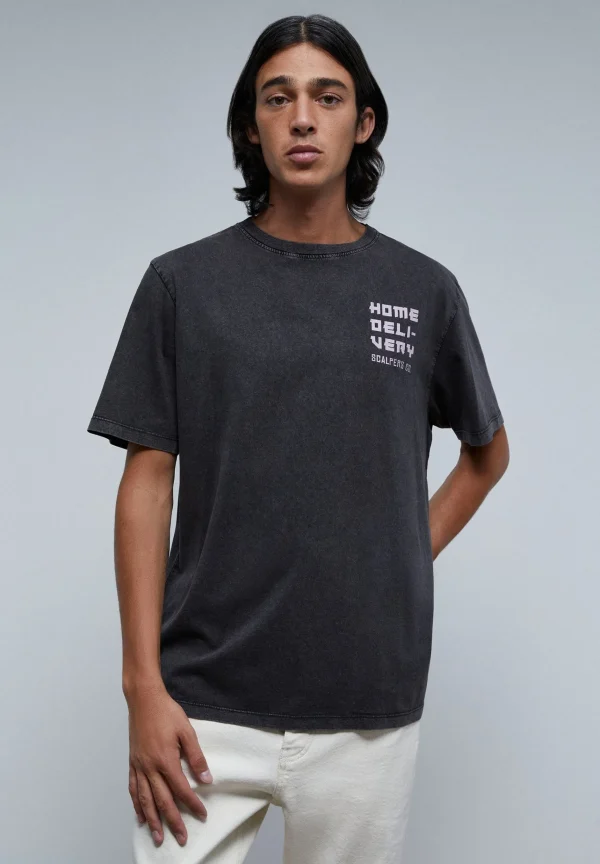 scalperscompany Camiseta Lavada Print Contraste-Hombre Camisetas