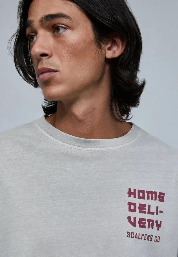 scalperscompany Camiseta Lavada Print Contraste-Hombre Camisetas