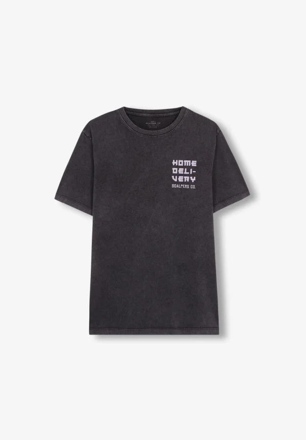 scalperscompany Camiseta Lavada Print Contraste-Hombre Camisetas