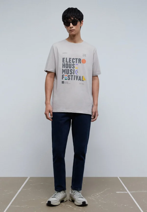scalperscompany Camiseta Lavada Print Frontal Festival-Hombre Camisetas