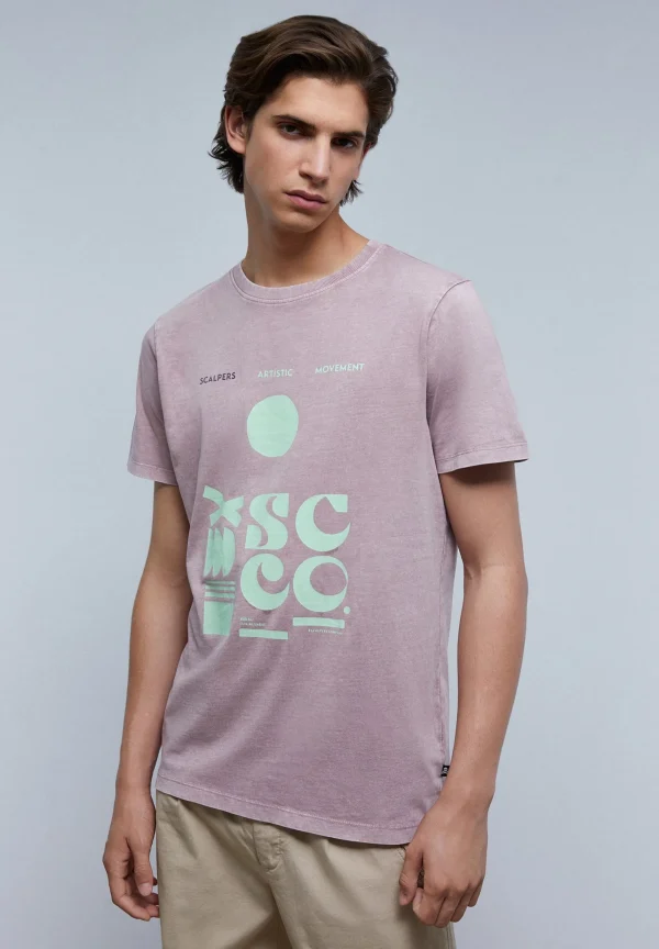 scalperscompany Camiseta Lavada Print Frontal-Hombre Camisetas