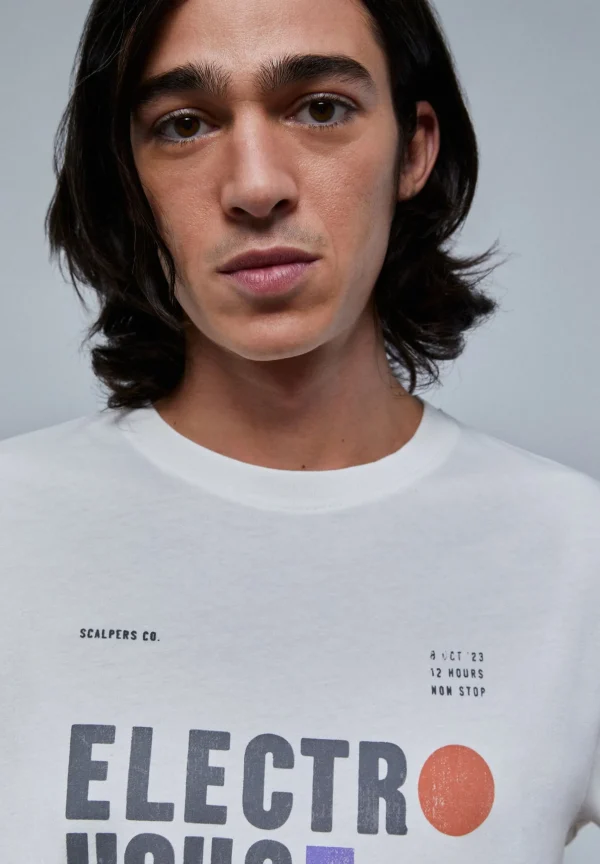 scalperscompany Camiseta Lavada Print Frontal Festival-Hombre Camisetas