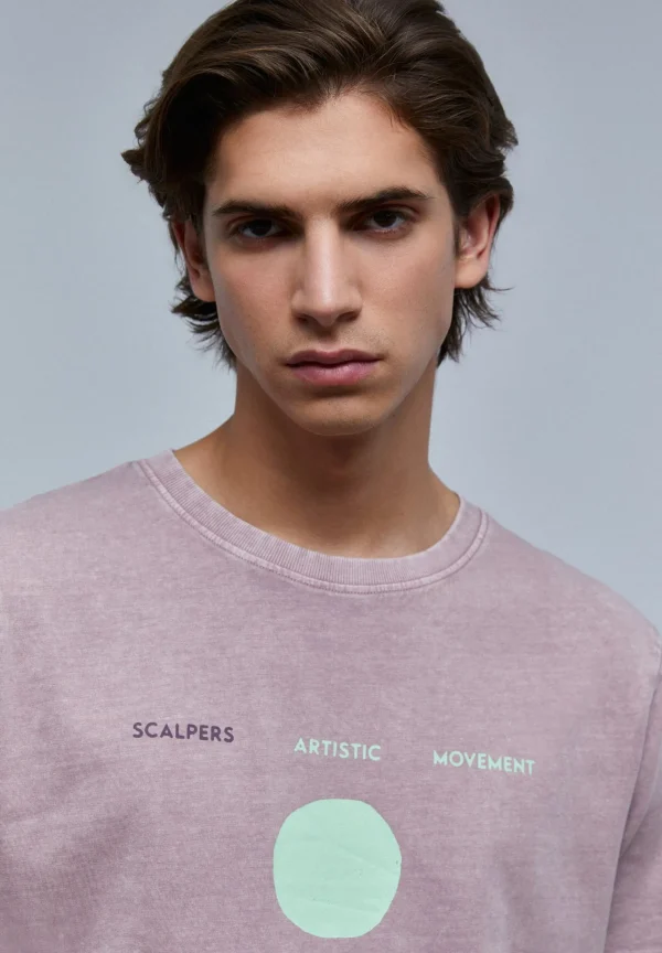 scalperscompany Camiseta Lavada Print Frontal-Hombre Camisetas