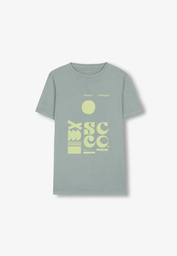 scalperscompany Camiseta Lavada Print Frontal-Hombre Camisetas