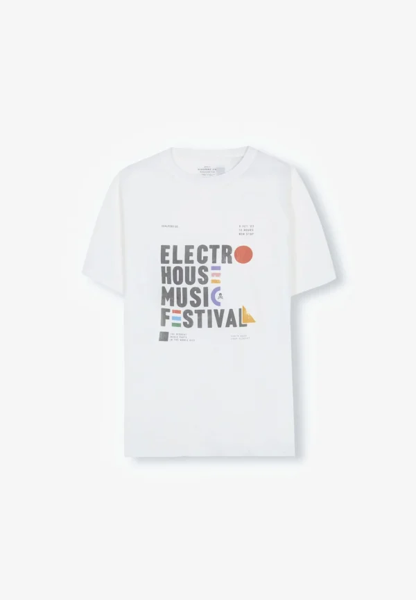 scalperscompany Camiseta Lavada Print Frontal Festival-Hombre Camisetas