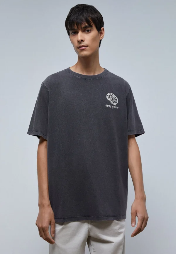 scalperscompany Camiseta Lavada Print Poker-Hombre Camisetas