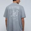 scalperscompany Camiseta Lavada Print Trasero-Hombre Camisetas