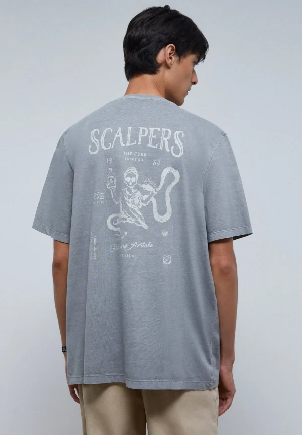 scalperscompany Camiseta Lavada Print Trasero-Hombre Camisetas