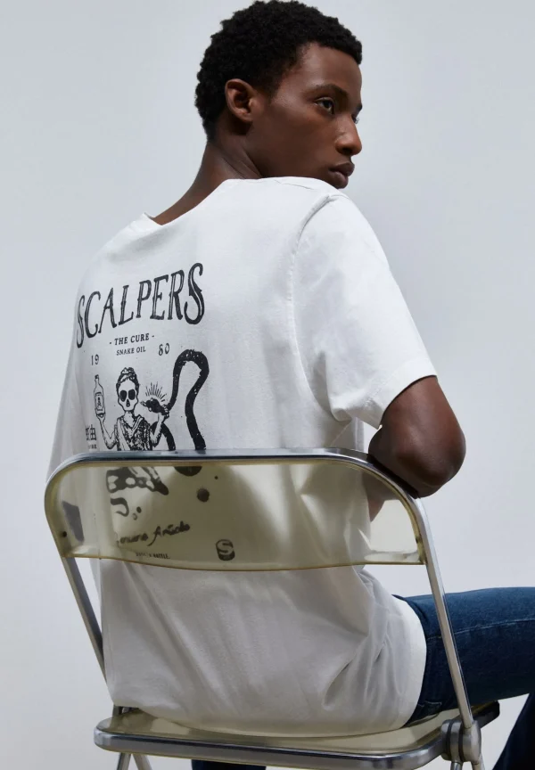 scalperscompany Camiseta Lavada Print Trasero-Hombre Camisetas