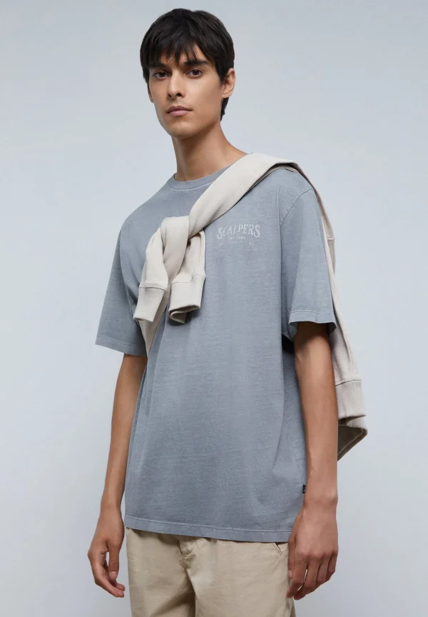 scalperscompany Camiseta Lavada Print Trasero-Hombre Camisetas