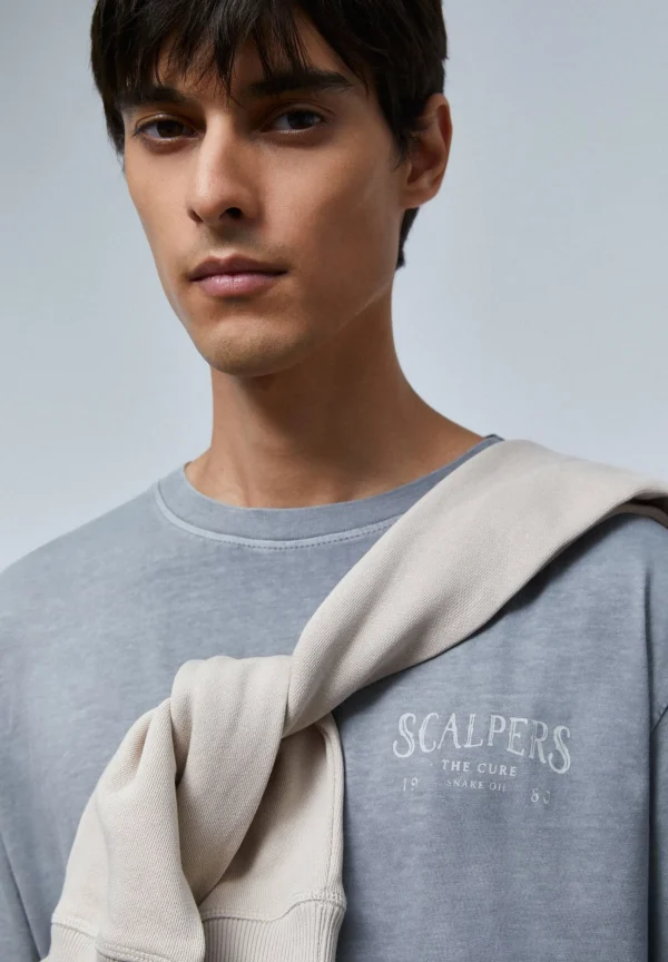 scalperscompany Camiseta Lavada Print Trasero-Hombre Camisetas