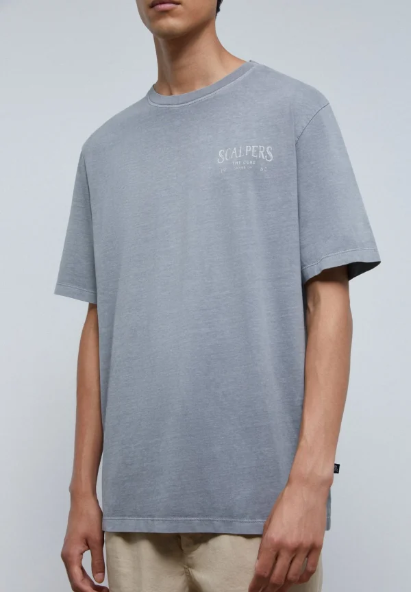 scalperscompany Camiseta Lavada Print Trasero-Hombre Camisetas