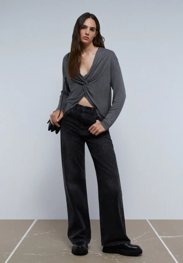 scalperscompany Camiseta Lurex Detalle Nudo-Mujer Camisetas Y Tops