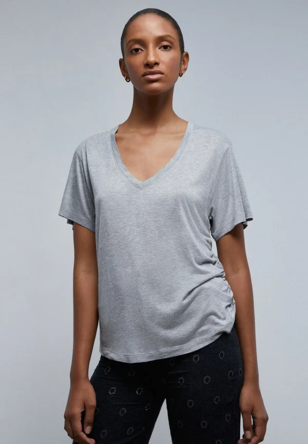 scalperscompany Camiseta Lurex Fruncido Lateral-Mujer Camisetas Y Tops
