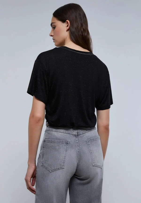 scalperscompany Camiseta Lurex Fruncido Lateral-Mujer Camisetas Y Tops