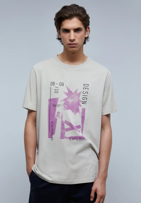 scalperscompany Camiseta Print Abstracto-Hombre Camisetas