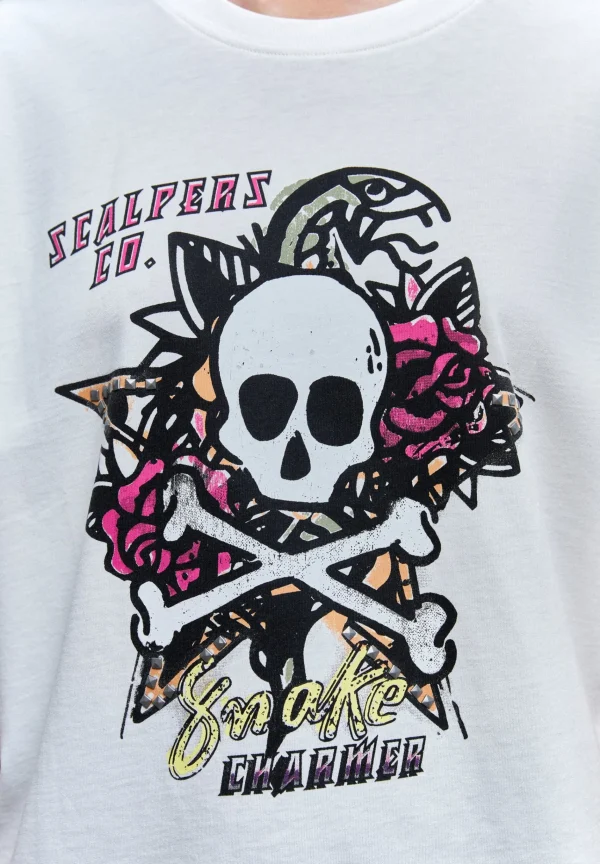 scalperscompany Camiseta Print Detalle Manga-Mujer Camisetas Y Tops