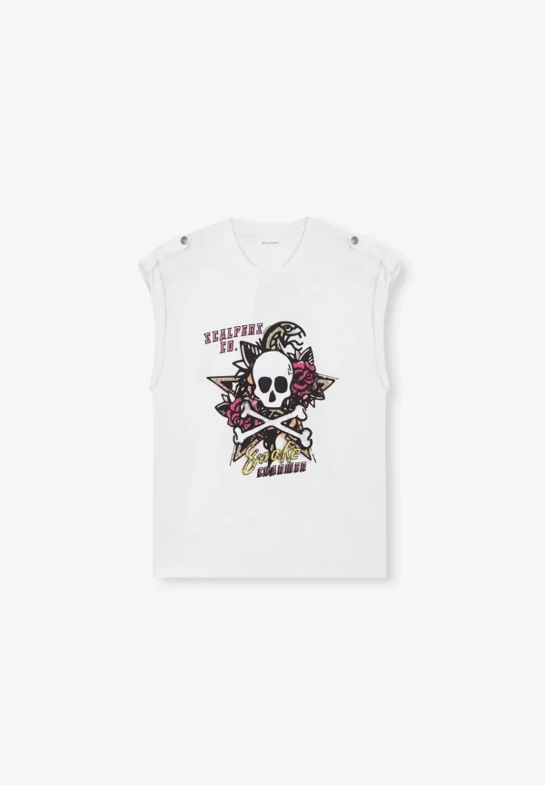 scalperscompany Camiseta Print Detalle Manga-Mujer Camisetas Y Tops