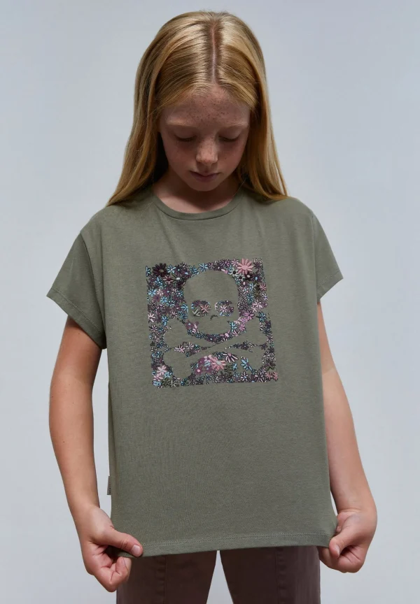 scalperscompany Camiseta Print Flores Calavera-Niños Camisetas