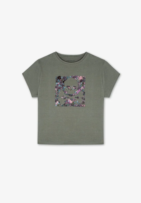 scalperscompany Camiseta Print Flores Calavera-Niños Camisetas