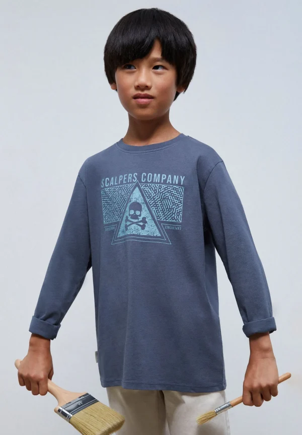 scalperscompany Camiseta Print Frontal Manga Larga-Niños Camisetas