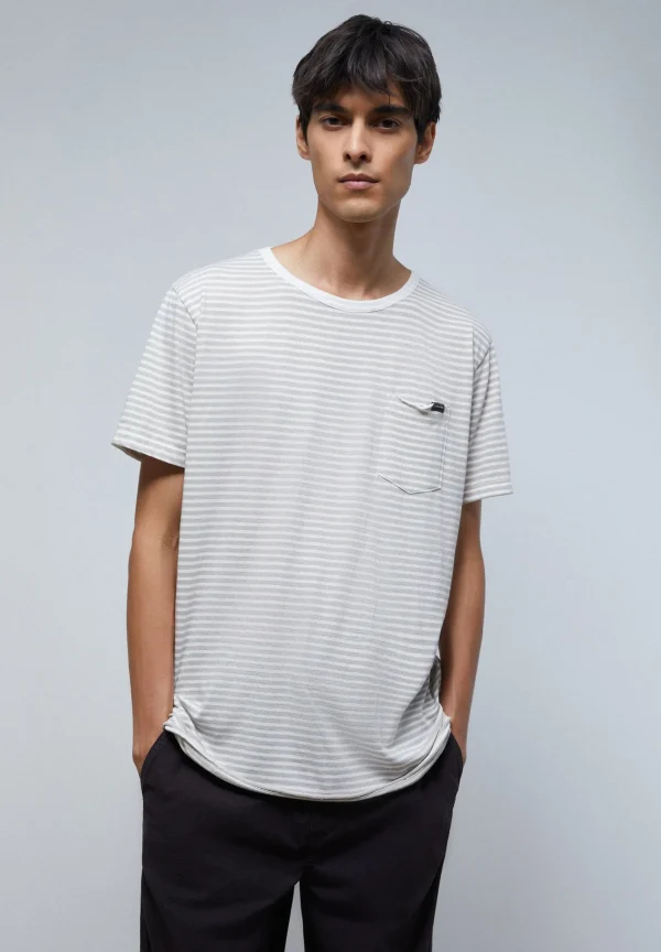 scalperscompany Camiseta Rayas Bolsillo-Hombre Camisetas