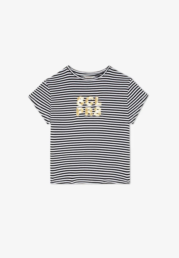 scalperscompany Camiseta Rayas Logo Lentejuelas-Niños Camisetas