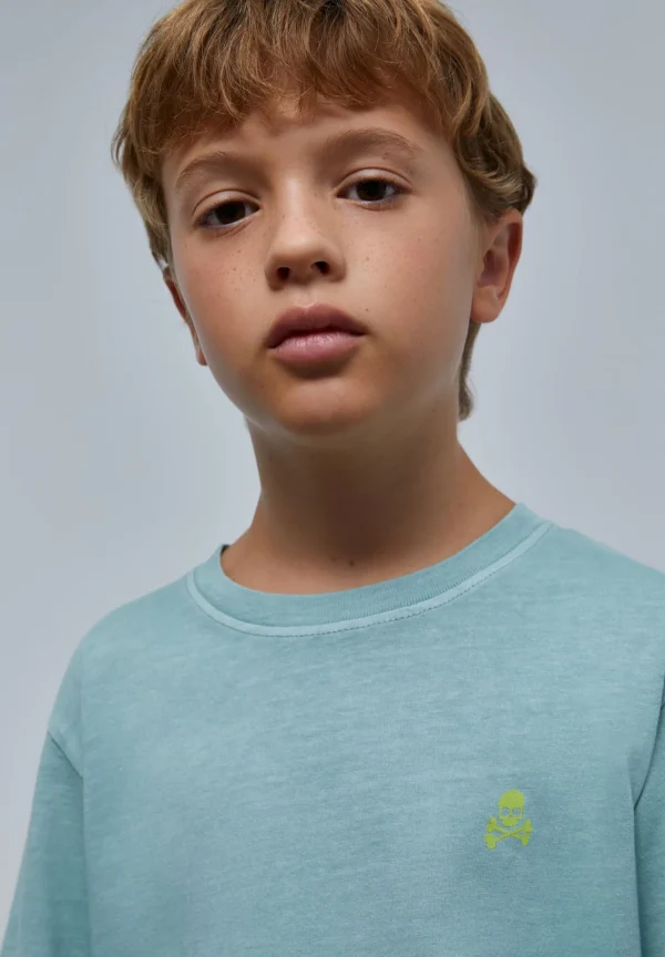 scalperscompany Camista Lavada Calavera Fluor-Niños Camisetas