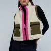 scalperscompany Chaleco Borrego Paneles Contraste-Mujer Blazers Y Chalecos