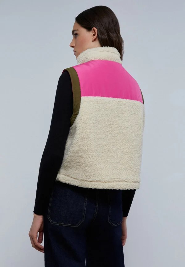 scalperscompany Chaleco Borrego Paneles Contraste-Mujer Blazers Y Chalecos