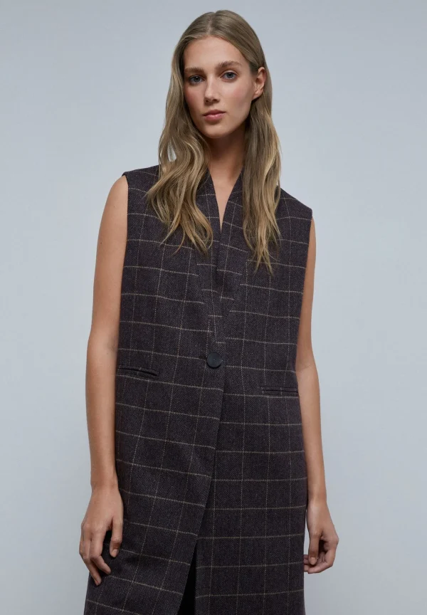 scalperscompany Chaleco Largo Cuadros-Mujer Blazers Y Chalecos