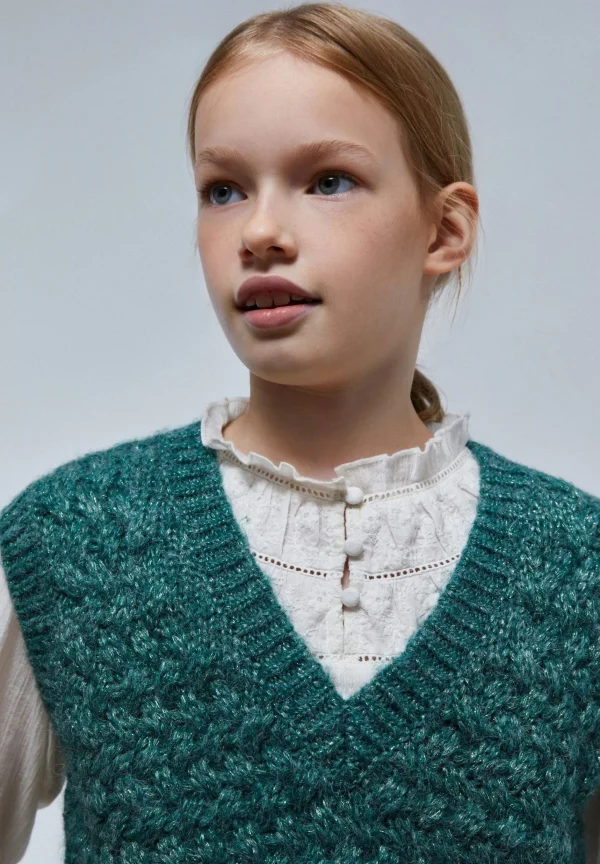 scalperscompany Chaleco Punto Detalle Lurex-Niños Jerséis Y Cárdigans