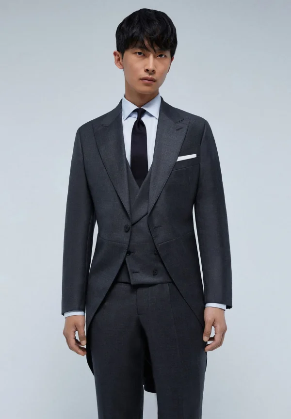 scalperscompany Chaque Gris Lana Tres Piezas-Hombre Trajes