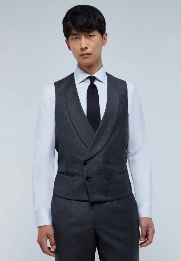 scalperscompany Chaque Gris Lana Tres Piezas-Hombre Trajes