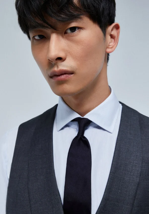 scalperscompany Chaque Gris Lana Tres Piezas-Hombre Trajes
