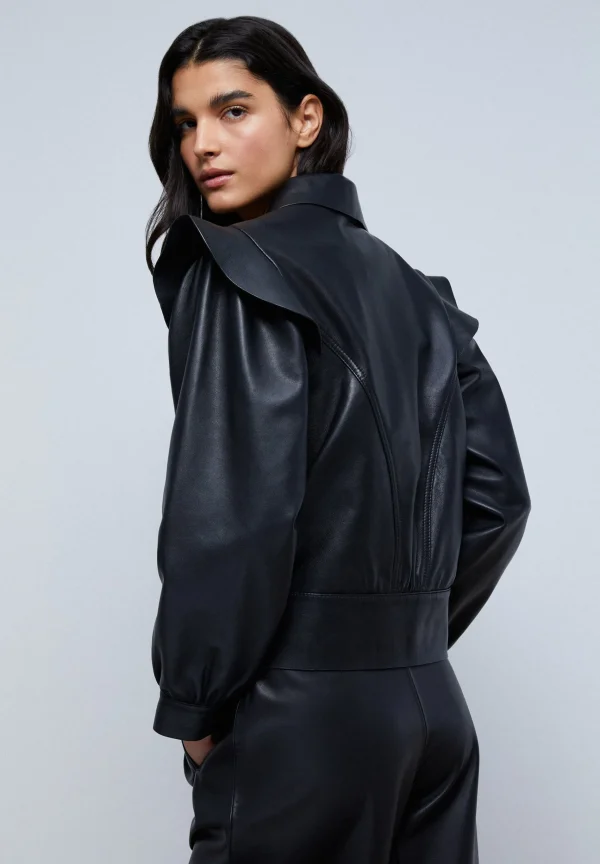 scalperscompany Chaqueta Piel Volante Hombro-Mujer Abrigos Y Chaquetas