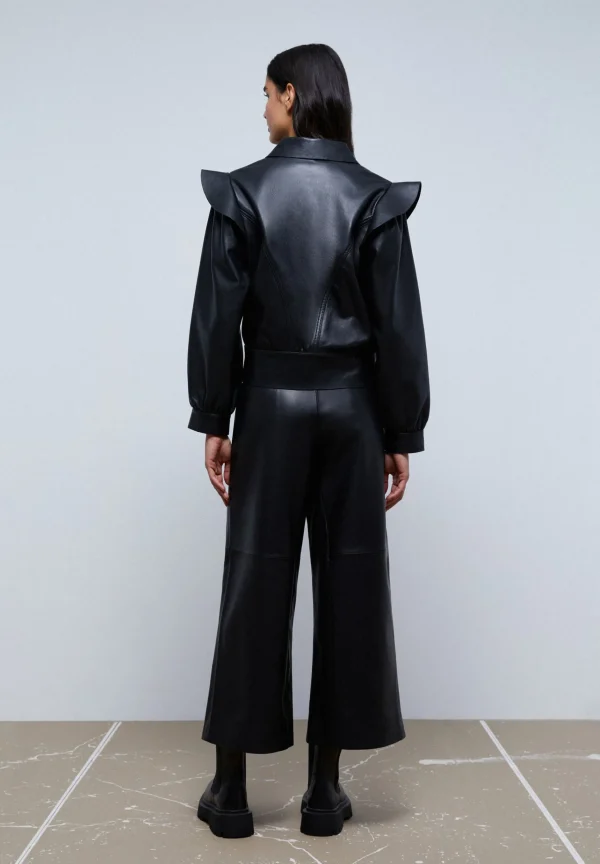 scalperscompany Chaqueta Piel Volante Hombro-Mujer Abrigos Y Chaquetas