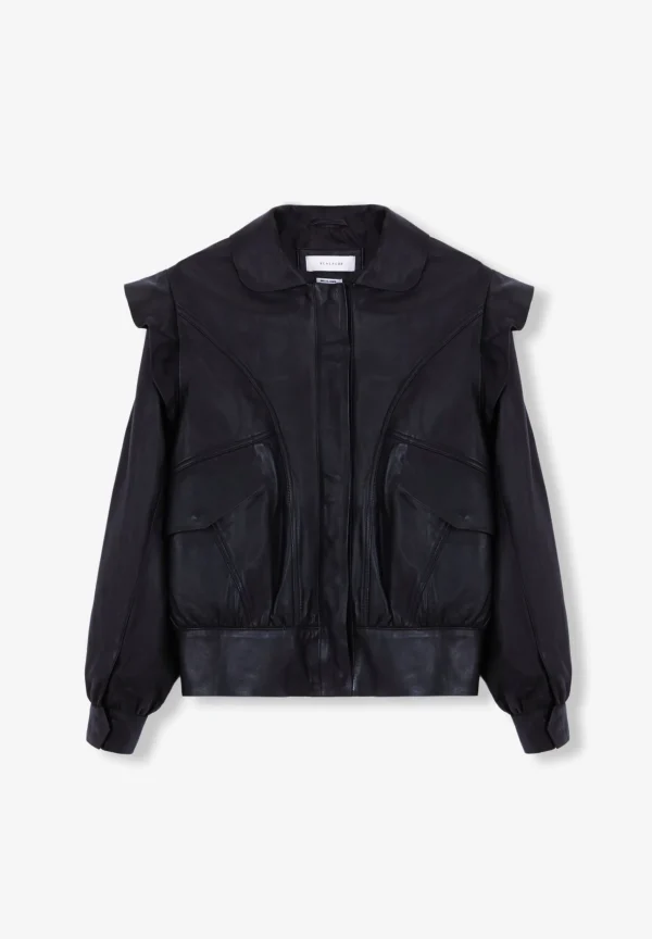 scalperscompany Chaqueta Piel Volante Hombro-Mujer Abrigos Y Chaquetas