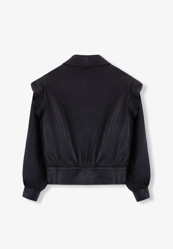 scalperscompany Chaqueta Piel Volante Hombro-Mujer Abrigos Y Chaquetas