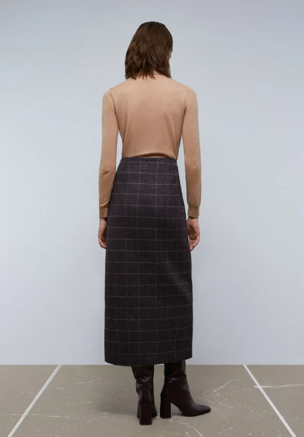 scalperscompany Falda Midi Cuadros Abertura-Mujer Faldas